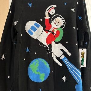 Tipsy Elves Black Size M Santa Space Adventure Sweater